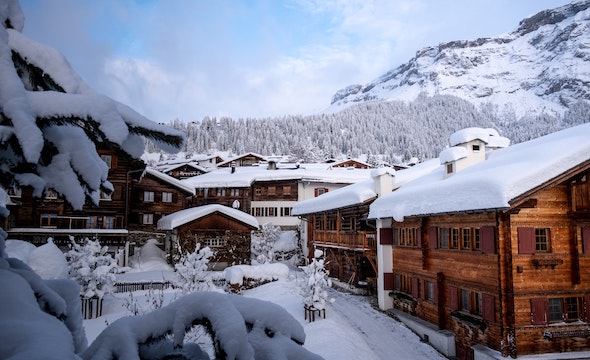 Winter mountain resort view